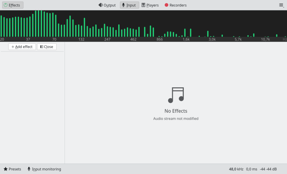 EasyEffects (empty input page)
